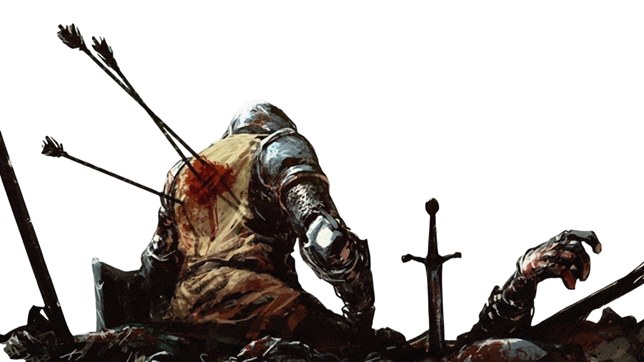 Knight in armor standing ready